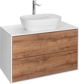 Aqualine Aqualine, ZANYA umývadlová skrinka 80x50x46cm, biela mat/dub emporio, ZA280