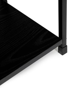 Moderná drevená knižnica, nočný stolík s 2 policami, LOFT black