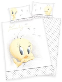 HERDING FLANEL BIO Obliečky do postieľky Looney Tunes Tweety  Bio Bavlna Flanel, 100/135, 40/60  cm
