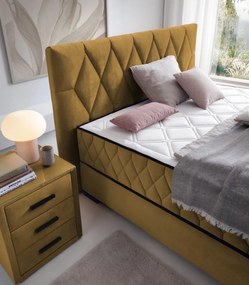 Posteľ Reve 180x200 cm, horčicovo žltá látka