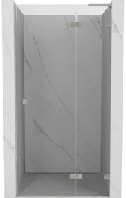 Mexen, Mexen Lunar L pravé otočné sprchové dvere 125 cm, transparentné, brúsený nikel - 834L-125-000-97-00-P