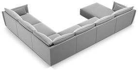 Svetlosivá zamatová rohová pohovka (pravý roh/do "U") Vanda – Mazzini Sofas