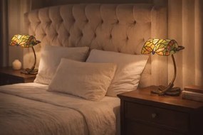 Bank lampa Tiffany vitráž VÁŽKA GREEN Iron Base 28*20 CM