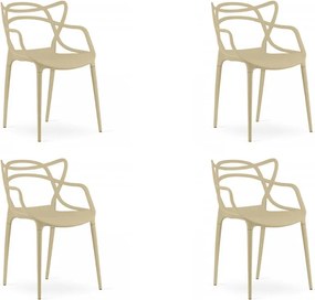 Sada 4 ks plastových stoličiek KATO, béžová