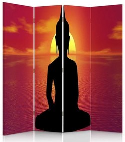 Ozdobný paraván Buddha Meditation Zen Spa - 145x170 cm, štvordielny, klasický paraván