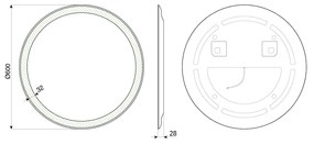 Aqualine Sapho, NOA guľaté zrkadlo s LED osvetlením, priemer 60cm, OM260