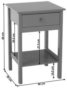 Kondela Nočný stolík, sivá, MALISE