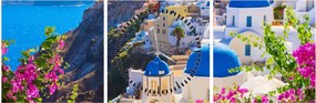 Obraz - Santorini, Grécko (s hodinami) (90x30 cm)