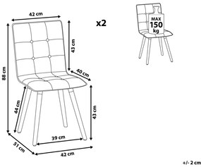 Sada 2 čalúnených jedálenských stoličiek svetlosivá BROOKLYN Beliani