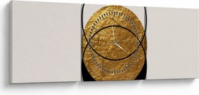 Obraz - Abstrakcia zlatá a biela N⁰2 (s hodinami) (90x30 cm)