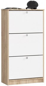 Skrinka na topánky s tromi dvierkami dub sonoma/biela