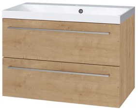 Mereo Mereo, Bino, kúpeľňová skrinka s umývadlom z liateho mramoru 81 cm, biela, dub, MER-CN621M