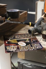Nástenná kovová ceduľa My Garage My Rules - 25 * 20 cm
