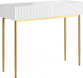 Toaletný stolík Nicole 100 cm so zásuvkami - biely mat / zlaté nohy