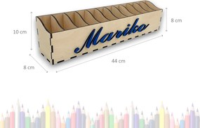 usporadejto.cz Pastelkovník XL VASKY, 44 x 8 x 10 cm, s označením farieb + meno na želanie