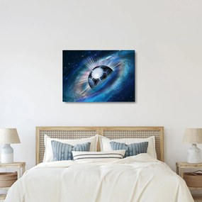 Sklenený obraz - Futbalová lopta vo vesmíre (70x50 cm)