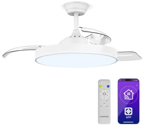 AirFold, Inteligentný stropný ventilátor, Zaťahovacie lopatky, Stmievateľné LED svetlo, Smart