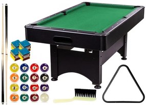 GamesPlanet biliardový stôl 6 ft, čierno / zelen s vybavením