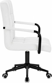 LuxuryForm DESIGN Otočná stolička VERONA BLACK na čiernej podstave s kolieskami - biela