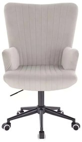 LuxuryForm DESIGN Kreslo AMADEO VELUR na čiernej podstave s kolieskami - svetlo šedé