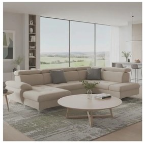 Rozkladacia rohová sedačka do U CATANIA pravá, béžová, s úložným priestorom