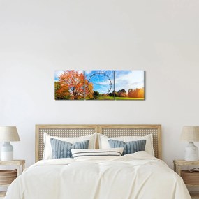 Obraz - Jesenná krajina (s hodinami) (90x30 cm)