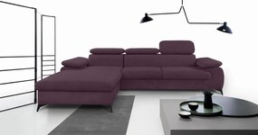 Rohová sedacia súprava Scala, hroznová ružovo-fialová látka, ľavý roh