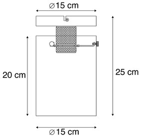 Dizajnové stropné svietidlo čierne s dymovým sklom - Dome