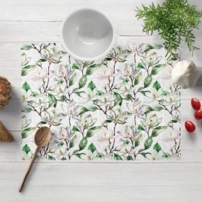 Biante Teflónové prestieranie na stôl TF-117 Kvety magnólie na bielom 30x40 cm