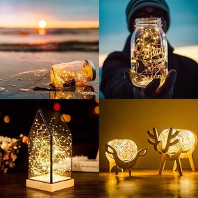 Vianočné mikro reťaz na batérie, teplá biela, 5m, 50 LED