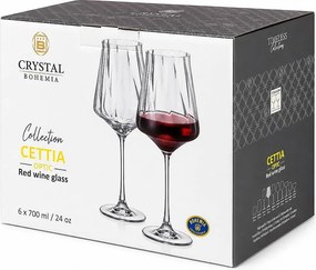 Crystal Bohemia Cettia optic poháre na víno 700 ml 6 ks