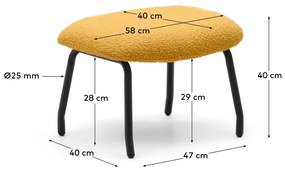 Taburet z textílie buklé v horčicovej farbe Belina – Kave Home