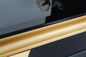 Konzola MODERN BAROCK 140cm tvrdené opálové sklo čierno-zlatá