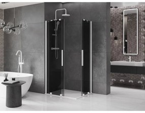 Mexen Velar Duo, sprchový kút s posuvnými dverami 90 x 80 cm, 8mm šedé sklo, biela matná, 871-090-080-42-20