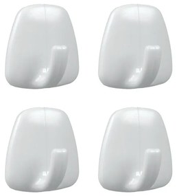 Sada 4 bielych plastových samolepiacich háčikov Metaltex John