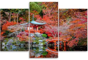 Obraz na plátně třídílný Japonsko Červená krajina - 90x60 cm
