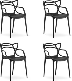 Sada 4 ks plastových stoličiek KATO čiernych