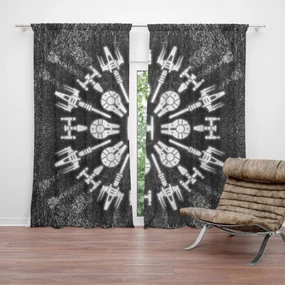 Sablio Záves Star Wars Vesmírne lode na šedom abstrakte: 2ks 140x250cm