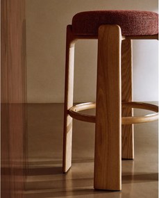 Barová stolička z jaseňového dreva v terakotovej farbe/v tmavo prírodnej farbe (výška sedadla 75 cm) Granite – Kave Home