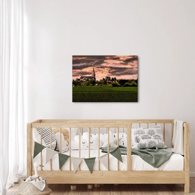 Obraz krajiny s kostolom (70x50 cm)