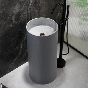 BPS-koupelny Voľne stojace keramické umývadlo HYD-ST4-GR-WOF-860 ø40 cm, sivé