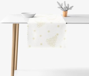 Goldea vianočný behúň na stôl teflónový - zlaté vianočné stromčeky a hviezdičky 20x120 cm