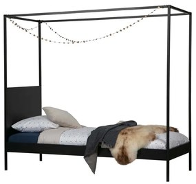 Čierna kovová jednolôžková posteľ s roštom 90x200 cm Dani – WOOOD