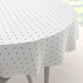 Biante Dekoračný okrúhly obrus Leona LN-008 Sivé srdiečka na bielom Ø 120 cm
