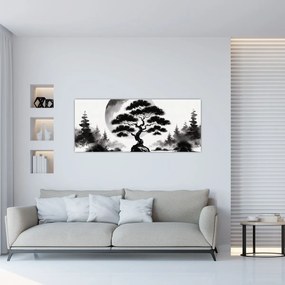 Obraz – Čiernobiela bonsai (120x50 cm)