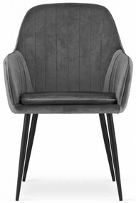 Stolička LUGO - tmavosivý zamat / čierne nohy