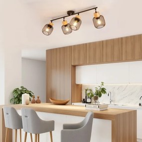 Brilagi - Bodové svietidlo BASKLITE 4xE27/15W/230V kaučukové drevo/čierna