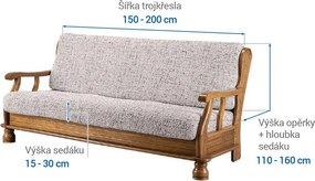 Bielastické poťahy VITTORIA smotanová trojkreslo s drevenými rúčkami (š. 150 - 200 cm)