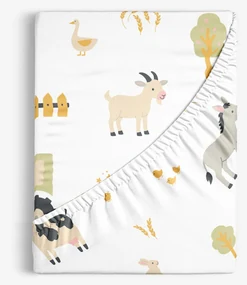 Goldea detská bavlnená napínacia plachta - život na farme 200 x 200 cm