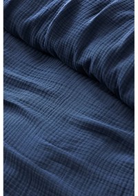 Tmavomodrý mušelínový pléd 220x250 cm Muslin – Mijolnir